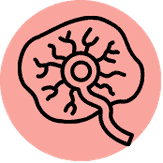 Stylized neuron icon on pink background